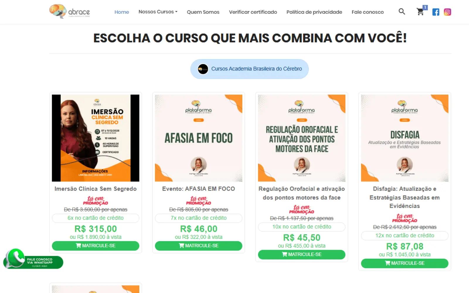 Projeto da Clínica ABRACE e sua plataforma educacional